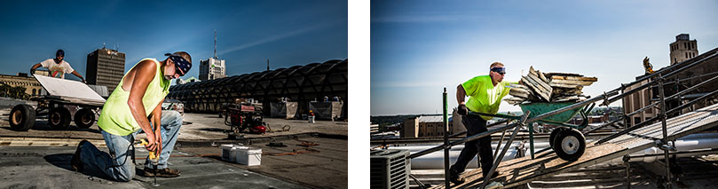 people working on roof