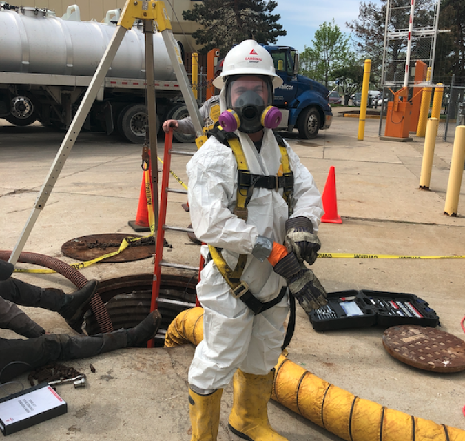 Man in Hazmat suit